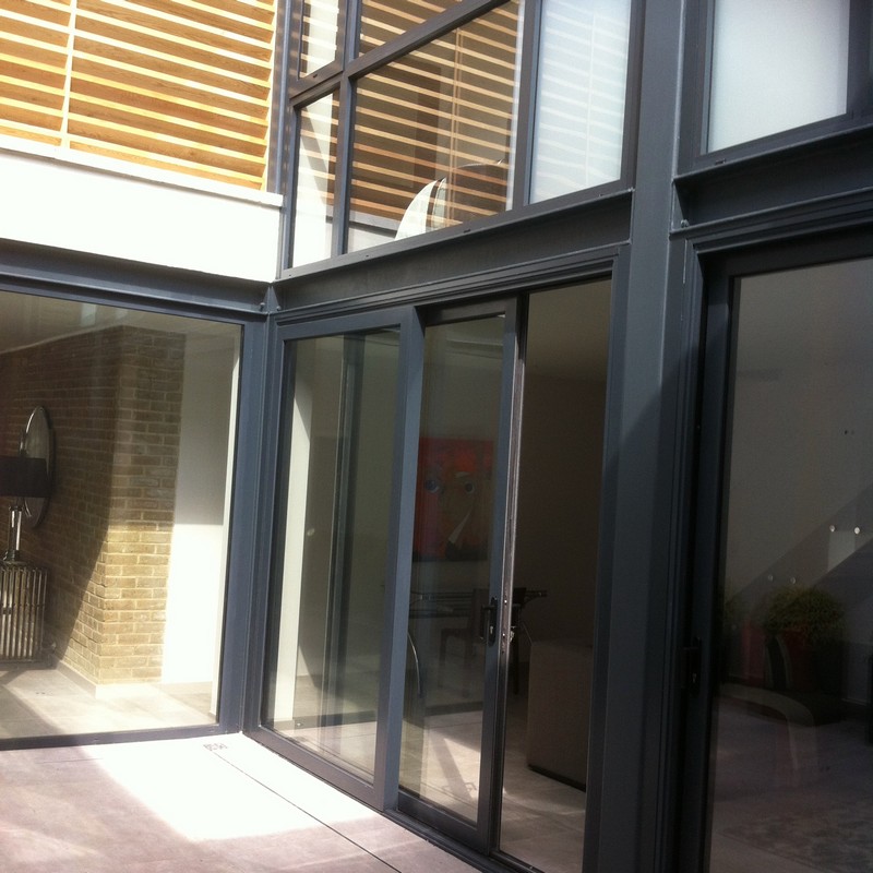 Anthracite aluminium sliding patio doors fitted in Ladbroke Grove